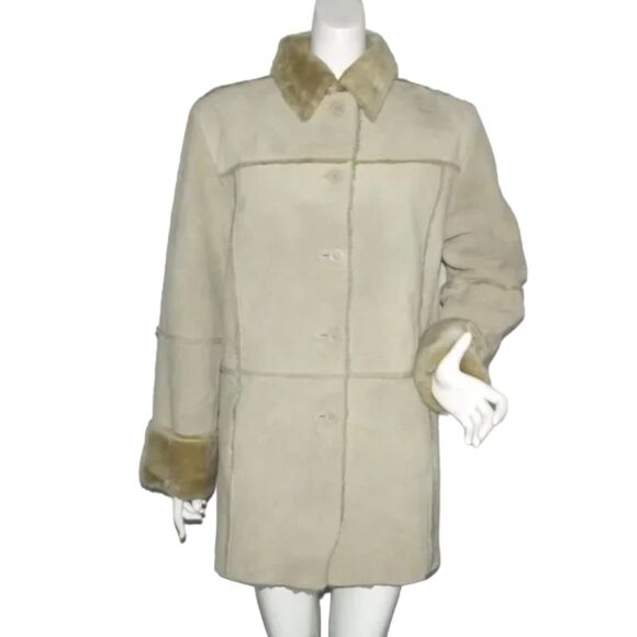 OSCAR PIEL Suede Leather Jacket, M, Faux Sherpa lining, VINTAGE, Pockets - Picture 1 of 14
